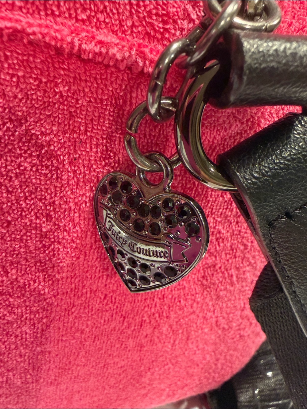 Juicy Couture NWT Rich Pink Crossbody Satchel Chic Black Trim (P241) - Picture 10 of 14